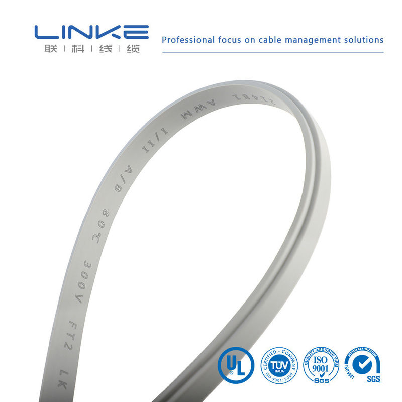 UL1185 سیم صاف خاکستری پی وی سی کابل موازی با 10 پین انعطاف پذیر شکل نوار صاف
