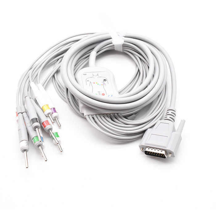 10 سرب EKG EEG کابل EKG برای مانیتورهای بیمار شیل Bionet TPE سیم های سرب عایق