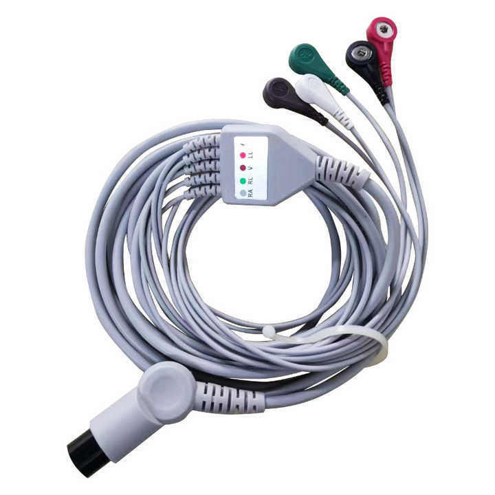 مواد عایق بندی TPU 3/5 کابل EKG سرب برای رونمای بیمار سیم های مانیتور برای تجهیزات تشخیصی in vitro