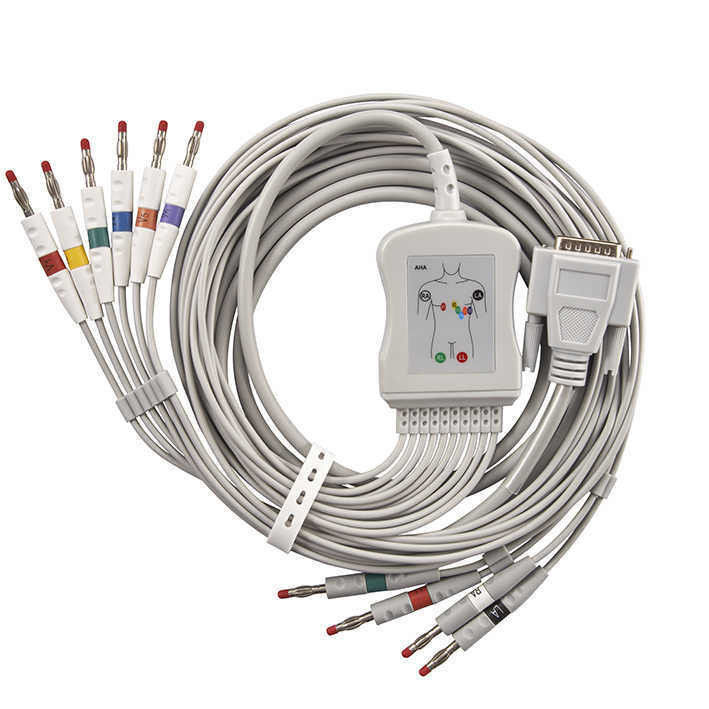 مواد عایق بندی TPU 3/5 کابل EKG سرب برای رونمای بیمار سیم های مانیتور برای تجهیزات تشخیصی in vitro