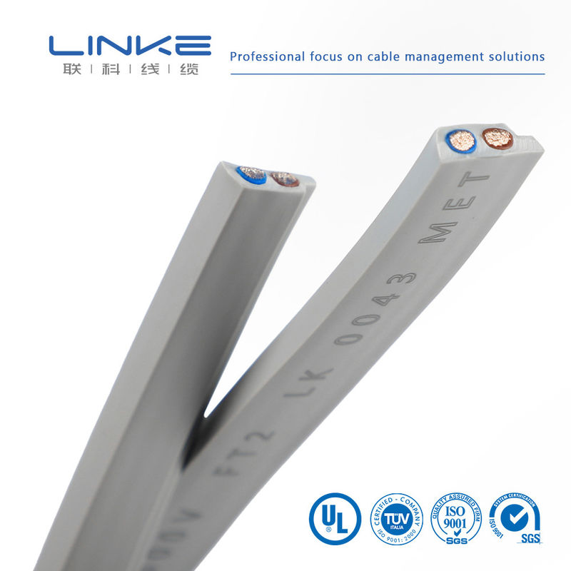 UL1185 سیم صاف خاکستری پی وی سی کابل موازی با 10 پین انعطاف پذیر شکل نوار صاف